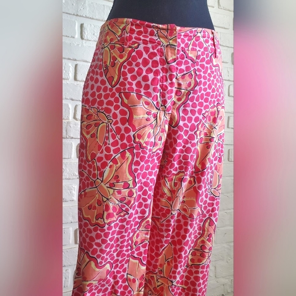 Lilly Pulitzer Capri Cropped Pants Capris Cha Cha Butterfly Pink White Label - Picture 3 of 14